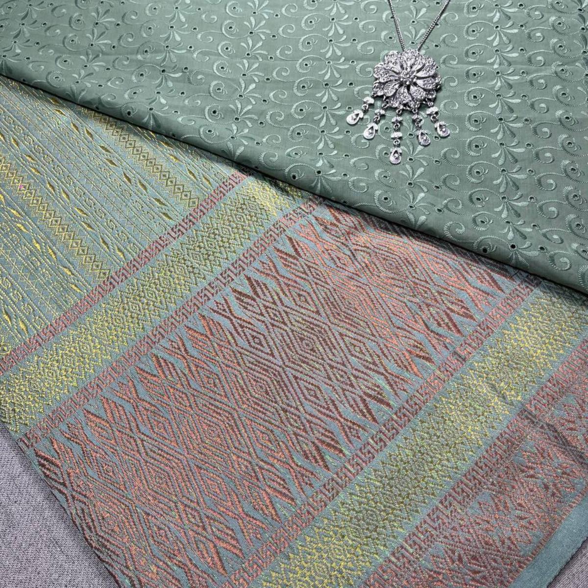 Diamond Gold Songket and Mix Cotton Embroidery Combo Set