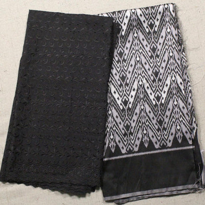 Ikkat Jacquard with Cotton Embroidery Combo Set