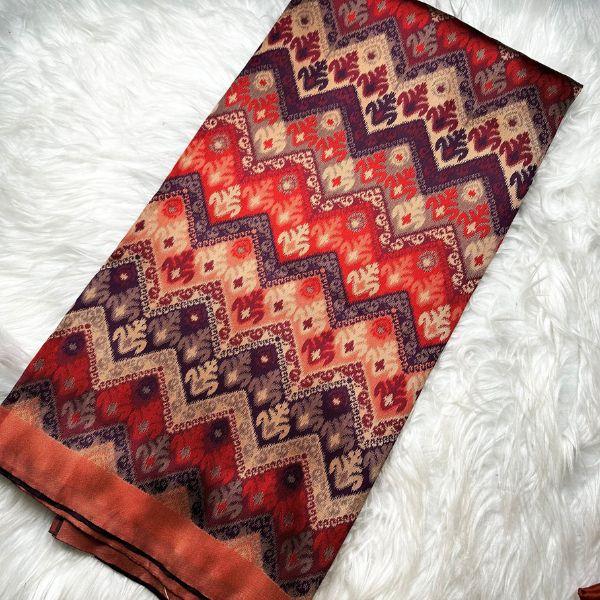 Orange Songket and Taffeta Plain Combo Set