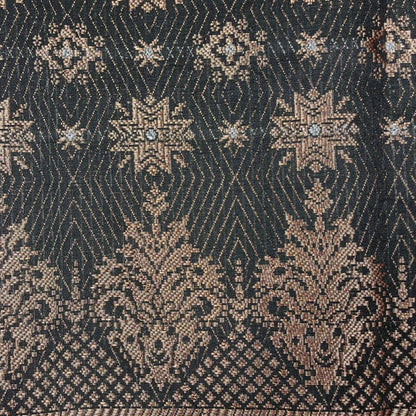 Triangle Border Songket with Mix Cotton Embroidery Combo Set
