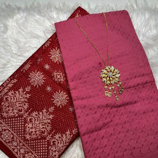 Cotton Chikan Embroidery with Songket Combo Set