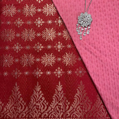 Triangle Border Songket with Mix Cotton Embroidery Combo Set