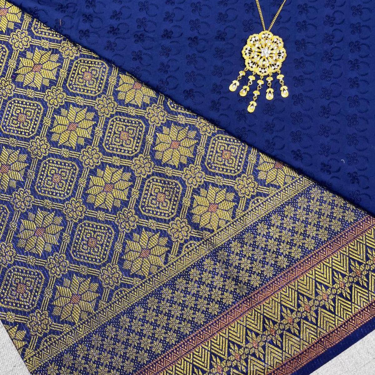 Diamond Flower Songket with Mix Cotton Embroidery Combo Set