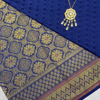 Diamond Flower Songket with Mix Cotton Embroidery Combo Set