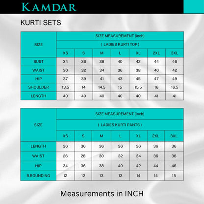 KAMDAR Rupali Kurti dengan Seluar Set 2-dalam-1 Sedia untuk Wanita (S - 3XL) Set Pallazo Pakaian Kuil Ketibaan Baru Pakaian Tradisional yang Cantik &amp; Bergaya Pakaian Fesyen Deepavali