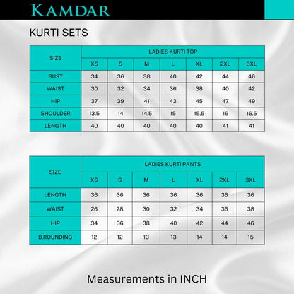 KAMDAR Sima Cotton Sulam Kurti dengan Seluar Readymade Set 2-in-1 untuk Wanita (S - 3XL) Plus Size Set Pallazo Ketibaan Baru Cantik &amp; Trendi Lengan Pakaian Tradisional Fesyen Deepavali