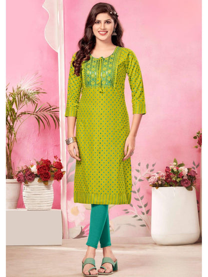 Baju Atasan Kurti Bersulam Kamdar Trupti Heavy Rayon Pakaian Wanita Sedia untuk Deepavali Fesyen Mampu Milik, Kasual, Gaya Trendi Saiz Plus KAMDAR Tripti Cetakan Heavy Rayon dengan Kerja Sulaman Eksklusif K