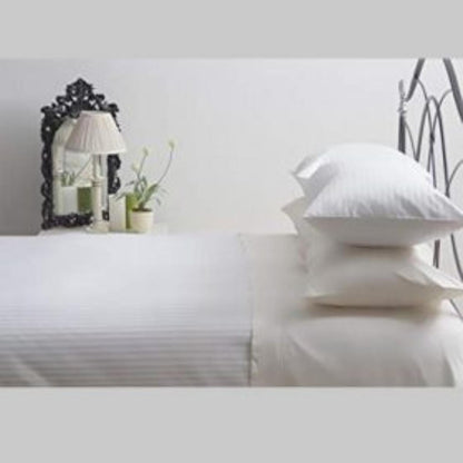 Cadar Katil Rata KAMDAR T250 1 inci Stripe Bestseller Ready Stock untuk Hotel, Rumah dan AirBnB Cadar Katil Putih Soft 