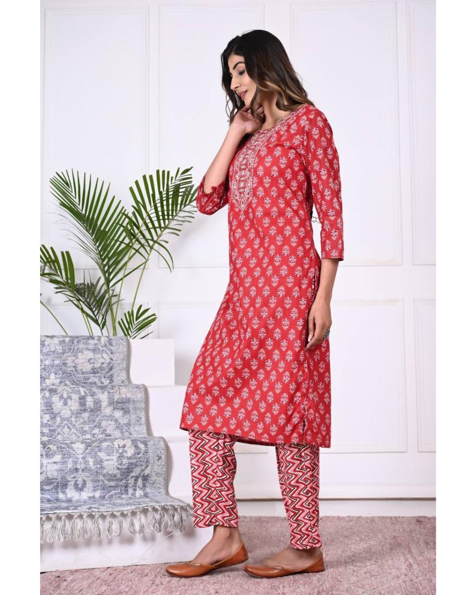 Sarah Cotton Kurti Set with Dupatta