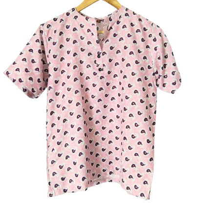 Kurti Bercetak KAMDAR/Atas Dengan Kolar Mandarin 3 Butang untuk Wanita (S-3XL) Plus Saiz Gaya Kasual Lengan Trendy &amp; Selesa Kurti Murah